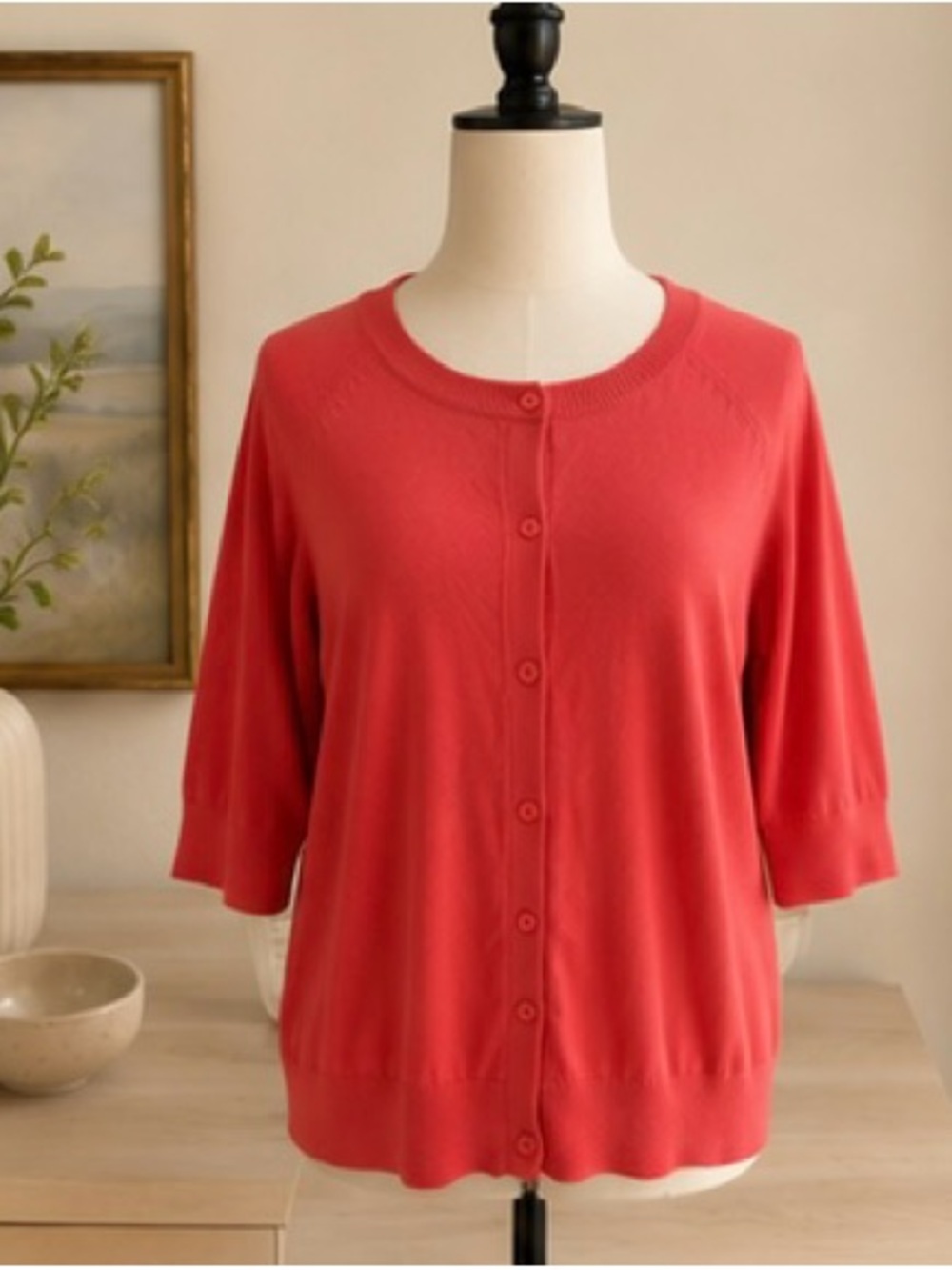 Reitmans Essentials Coral Button-Front Cardigan ā Size XL